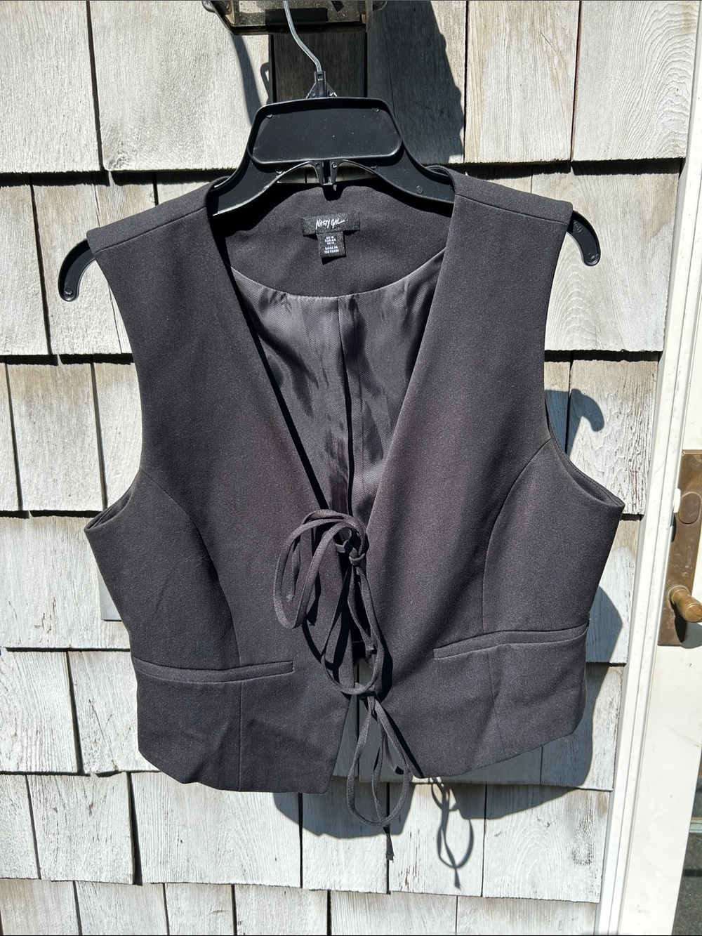 Nasty Gal Black Tie-Front Vest